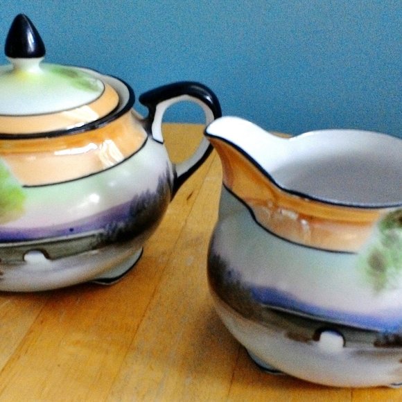 Noritake hand painted cream and sugar - Picture 1 of 3